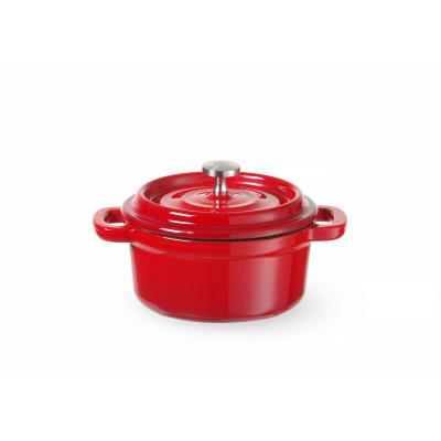 Litinový kastrol smaltovaný, HENDI, 0,27L, Červená, 130x100x(H)48mm | 626856